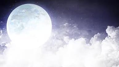 中秋黑夜月亮拨开云层玉兔LOGO视频的预览图
